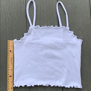 Lime Blue white super crop top size XS ruffle edge